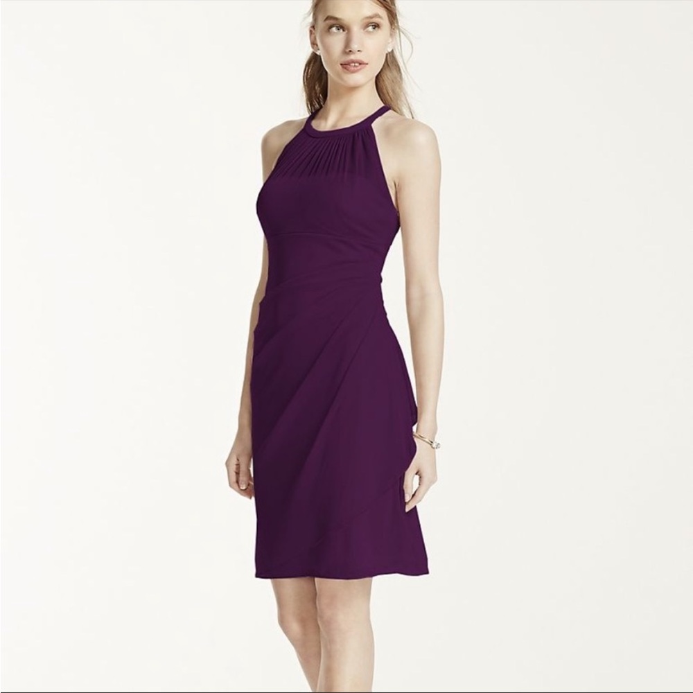 David’s Bridal Short Plum Bridesmaid Dress